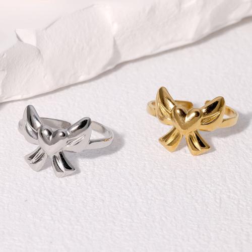 Stainless Steel Finger Ring, 304 Stainless Steel, Bowknot, fashion jewelry & for woman, more colors for choice, Sold By PC