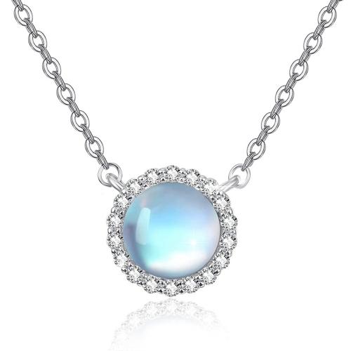 Cubic Zircon Micro Pave Brass Necklace, with Moonstone, fashion jewelry & micro pave cubic zirconia & for woman, 12mm, Sold Per Approx 45 cm Strand