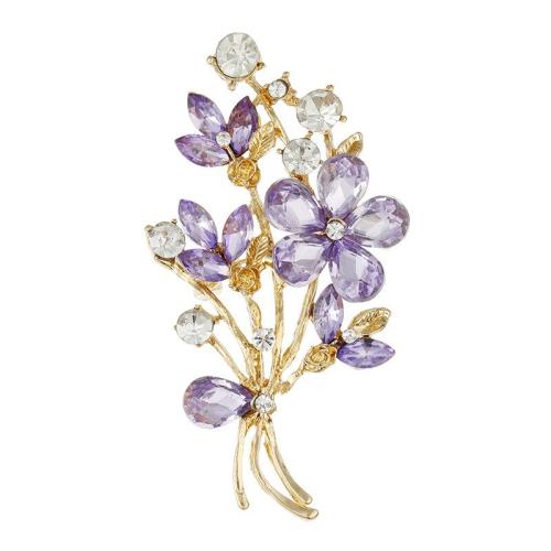 Tibetan Style Brooches, with Glass, Bouquet, fashion jewelry & for woman & with rhinestone, more colors for choice, 37x68mm, Sold By PC