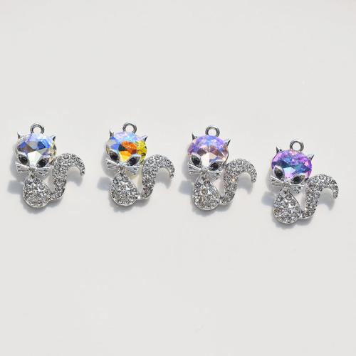 Tibetan Style Rhinestone Pendants, Fox, DIY & with rhinestone, more colors for choice, 21x17mm, 10PCs/Bag, Sold By Bag