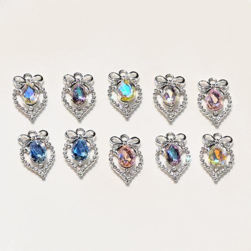 Zinc alliage strass Pendants, alliage de zinc, DIY & avec strass, plus de couleurs à choisir, 21x14mm, 10PC/sac, Vendu par sac