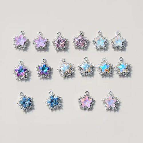 Tibetan Style Rhinestone Pendants, Star, DIY & with rhinestone, more colors for choice, 20x17mm, 10PCs/Bag, Sold By Bag