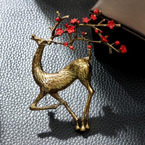 Tibetan Style Brooches, Deer, fashion jewelry & for woman, 80x63mm, Sold By PC