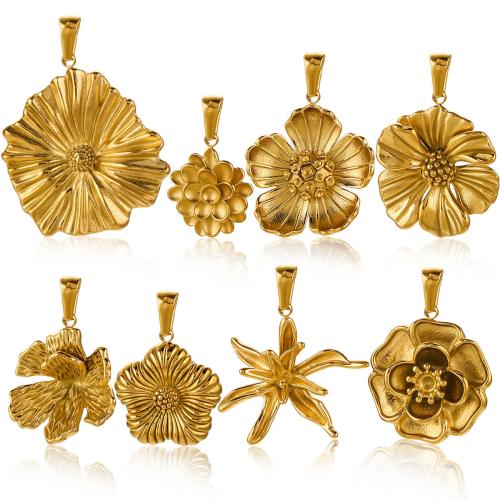 Stainless Steel Flower Pendant, 304 Stainless Steel, DIY & different styles for choice, more colors for choice, 5PCs/Bag, Sold By Bag