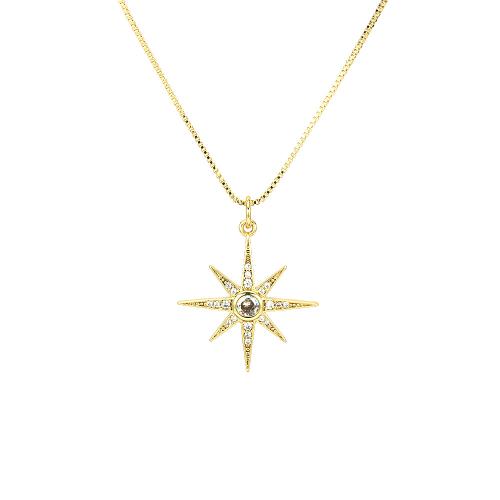 Cubic Zircon Micro Pave Brass Necklace, Eight Point Star, plated, fashion jewelry & different size for choice & micro pave cubic zirconia & for woman, more colors for choice, nickel, lead & cadmium free, Length:Approx 35-45 cm, Sold By PC