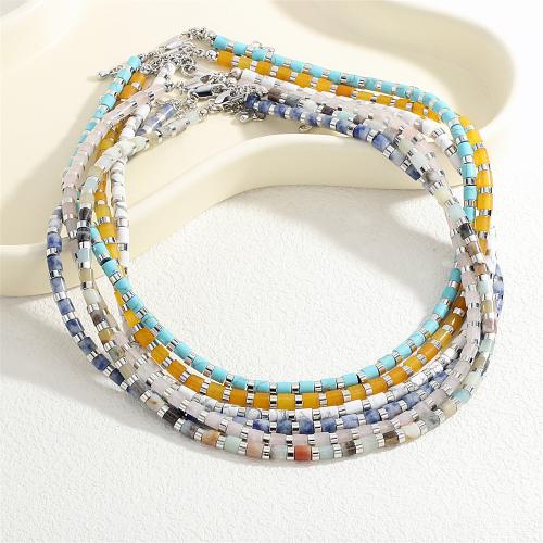 Collar de piedras preciosas joyas, con metal, con 5cm extender cadena, blanco rodio plateado, Joyería & para mujer, más colores para la opción, longitud:aproximado 40 cm, Vendido por UD