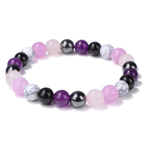 Gemstone Bracelets, Round, fashion jewelry & for woman, mixed colors, 8mm, Length:Approx 19 cm, Sold By PC