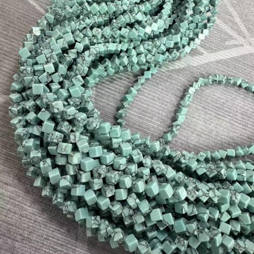 Turquoise Beads, Cube, DIY, light blue, 4x4mm, Approx 69PCs/Strand, Sold By Strand