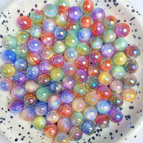 Resin Jewelry Beads, Round, UV plating, DIY & different size for choice, more colors for choice, Approx 100PCs/Bag, Sold By Bag