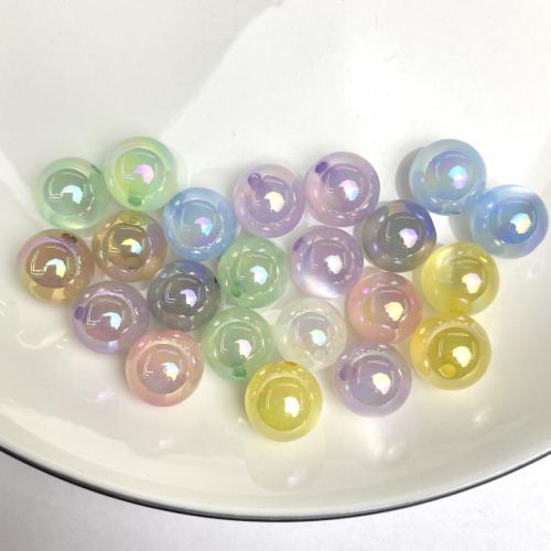 Resin Jewelry Beads, Round, UV plating, DIY & different size for choice, more colors for choice, Approx 100PCs/Bag, Sold By Bag