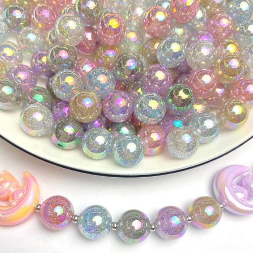 Resin Jewelry Beads, Round, UV plating, DIY & different size for choice, more colors for choice, 16mm, Hole:Approx 3.1mm, Approx 100PCs/Bag, Sold By Bag