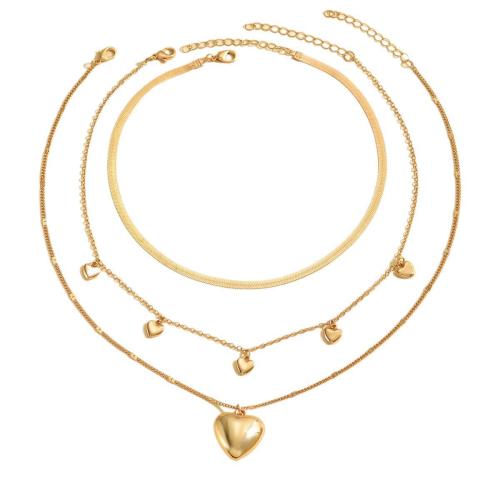 Tibetan Style Jewelry Necklace, gold color plated, three pieces & fashion jewelry, golden, nickel, lead & cadmium free, Sold By Set