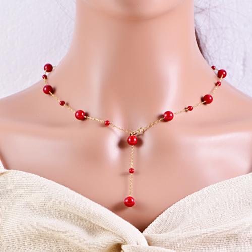 Collier de bijoux en acier inoxydable, Acier inoxydable 304, avec plastique, Placage, pour femme, Or, Vendu par PC