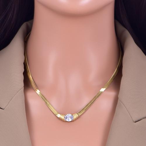 Collier d'acier titane, Placage, pavé de micro zircon & pour femme, plus de couleurs à choisir, Vendu par PC