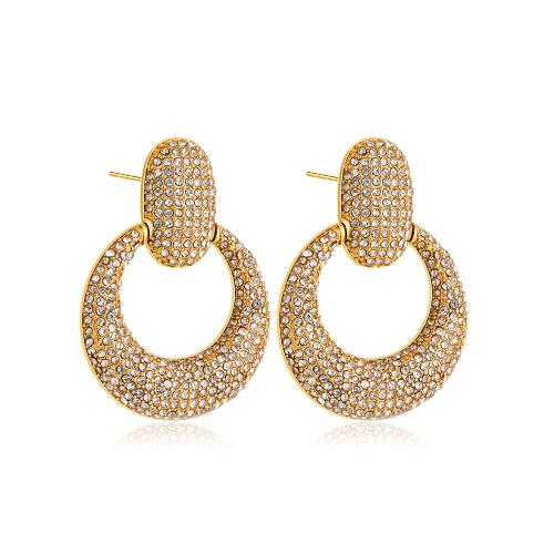 Boucles d'oreilles en laiton zircon cubique pavent, Placage, styles différents pour le choix & pavé de micro zircon & pour femme, doré, Vendu par paire