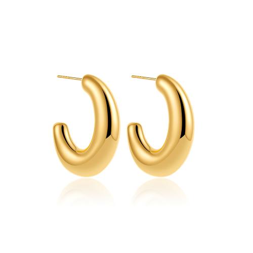 Stainless Steel Stud Earrings, 304 Stainless Steel, plated, for woman, gold, Sold By Pair