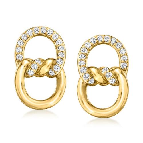 Boucles d'oreilles en laiton zircon cubique pavent, Placage, pavé de micro zircon & pour femme, Or, Vendu par paire