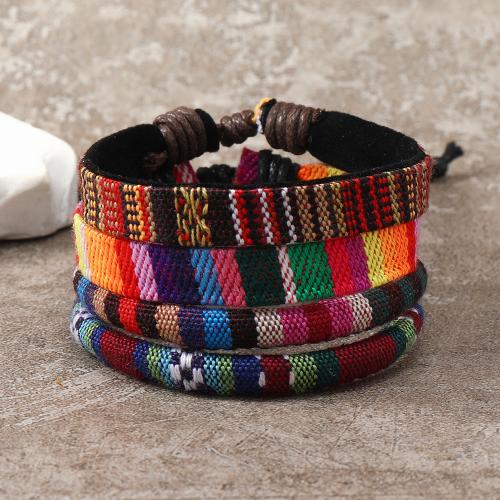 Chain Woven Bracelets, Cotton Fabric, handmade, 4 pieces & for woman, multi-colored, Sold By Set