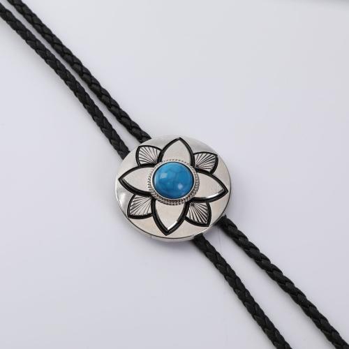 Collier de bijoux en alliage de zinc, avec turquoise & cuir PU, Vintage & unisexe & styles différents pour le choix & émail, plus de couleurs à choisir, Longueur:Environ 61-70 cm, Vendu par PC