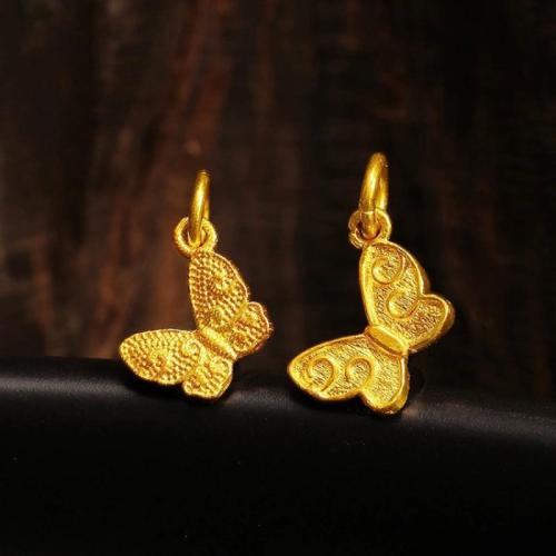 Colgantes de la joyería de cobre amarillo, metal, Mariposa, cantó chapado en oro, Bricolaje, 8.80x5.60mm, agujero:aproximado 3.4mm, Vendido por UD