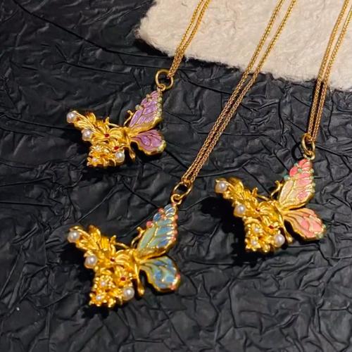 Colgantes de la joyería de cobre amarillo, metal, Mariposa, cantó chapado en oro, Bricolaje & diferentes estilos para la opción & esmalte, Vendido por UD