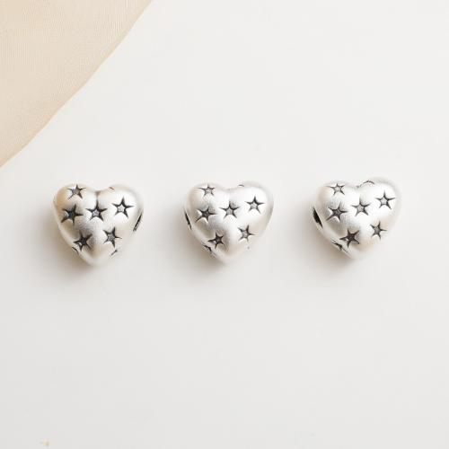 Spacer Beads Jewelry, 925 Sterling Silver, Heart, DIY, 12.50x11mm, Hole:Approx 3mm, Sold By PC