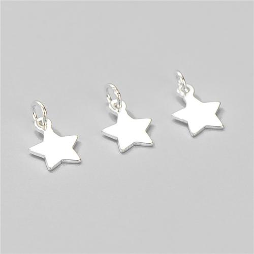 925 Sterling Silver Pendant, Star, DIY, silver color, 6.50x8.10mm, Hole:Approx 2.2mm, Sold By PC