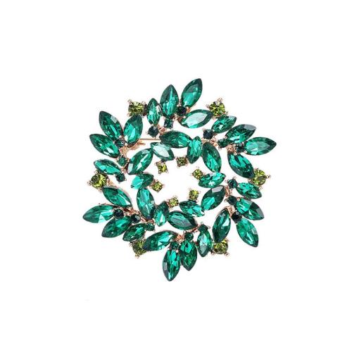 Broches en alliage de zinc, pour femme & avec strass, vert, 56x56mm, Vendu par PC