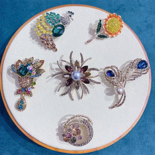 Tibetan Style Brooches, different styles for choice & for woman & with rhinestone, Sold By PC