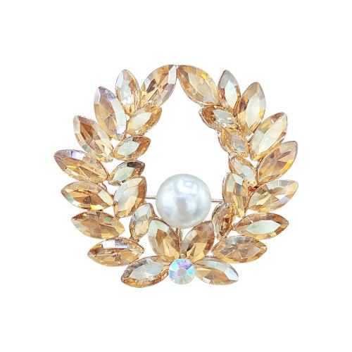 Tibetan Style Brooches, with Plastic Pearl, for woman & with rhinestone, 40x45mm, Sold By PC