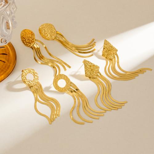 Fashion Fringe Earrings, 304 Stainless Steel, 18K gold plated, fashion jewelry & different styles for choice & for woman, golden, Sold By Pair