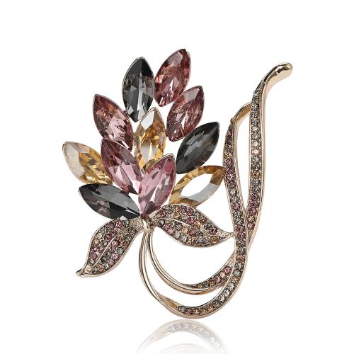 Tibetan Style Brooches, for woman & with rhinestone, more colors for choice, 60x54mm, Sold By PC