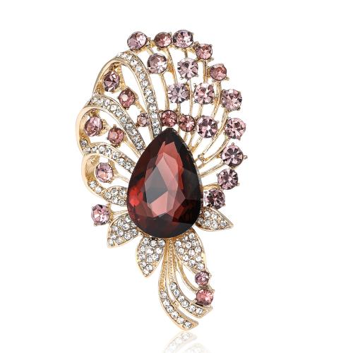 Tibetan Style Brooches, for woman & with rhinestone, more colors for choice, 70x42mm, Sold By PC