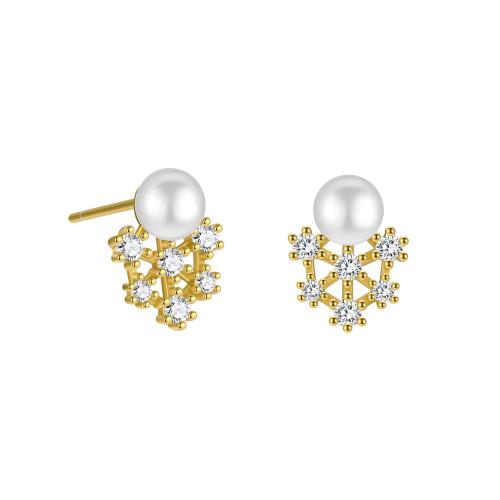 Zircon cubique Micro Pave d'oreille en argent sterling, Argent sterling 925, avec Shell Pearl, bijoux de mode & pavé de micro zircon & pour femme, plus de couleurs à choisir, 8.50mm, Vendu par paire