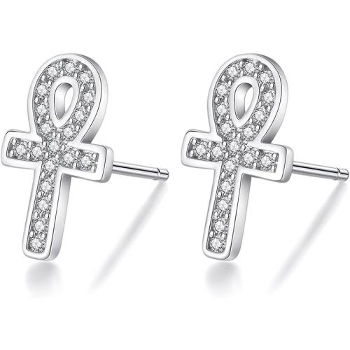 Zircon cubique Micro Pave d'oreille en argent sterling, Argent sterling 925, bijoux de mode & pavé de micro zircon & pour femme, Vendu par paire