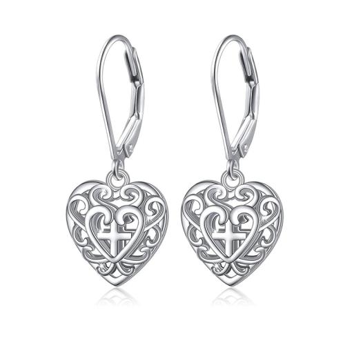 925 Sterling Silver Hoop Earrings, Heart, fashion jewelry & for woman, more colors for choice, Sold By Pair