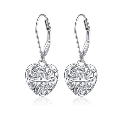 925 Sterling Silver Hoop Earrings, Heart, fashion jewelry & for woman, Sold By Pair