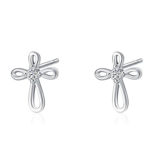 Zircon cubique Micro Pave d'oreille en argent sterling, Argent sterling 925, bijoux de mode & pavé de micro zircon & pour femme, 8x10mm, Vendu par paire