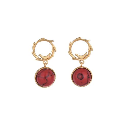 Pendientes de Perno en Latón, metal, con Turquesa sintético, Joyería & para mujer, 26mm, Vendido por Par