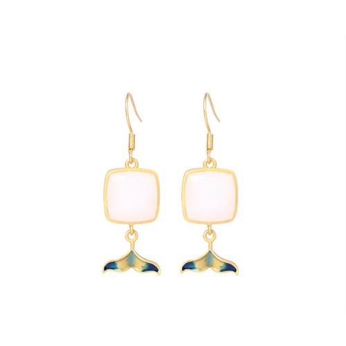 Boucles d'oreilles pendantes en laiton, bijoux de mode & pour femme & émail, 45mm, Vendu par paire