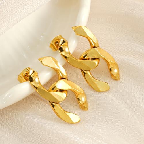 Pendientes de Acero Inoxidable, acero inoxidable 304, 18K chapado en oro, Joyería & para mujer, dorado, 27x14mm, Vendido por Par