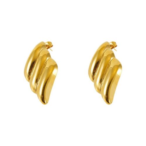 Stainless Steel Stud Earrings, 304 Stainless Steel, 18K gold plated, fashion jewelry & for woman, golden, Sold By Pair