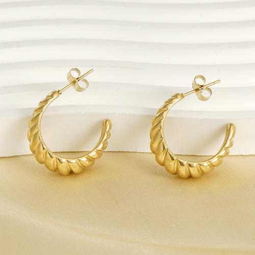 Pendientes de Acero Inoxidable, acero inoxidable 304, 18K chapado en oro, Joyería & para mujer, dorado, 21mm, Vendido por Par