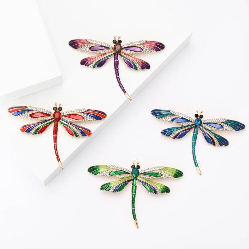 Tibetan Style Brooches, Dragonfly, for woman & enamel & with rhinestone, more colors for choice, 50x74mm, Sold By PC