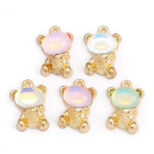 Tibetan Style Animal Pendants, with Crystal, Bear, plated, DIY, more colors for choice, nickel, lead & cadmium free, Approx 100PCs/Bag, Sold By Bag