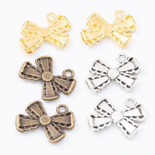 Tibetan Style Bowknot pendentifs, alliage de zinc, Noeud papillon, Placage, DIY, plus de couleurs à choisir, protéger l'environnement, sans nickel, plomb et cadmium, 14x18x3mm, Environ 100PC/sac, Vendu par sac