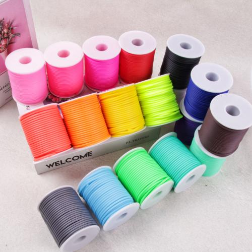 Fahion Cord Jewelry, Silicone, DIY, more colors for choice, 3mm, Inner Diameter:Approx 1.5mm, 25m/Spool, Sold By Spool