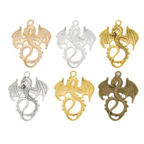 Tibetan Style Animal Pendants, Dragon, plated, DIY, more colors for choice, nickel, lead & cadmium free, 35x27x2mm, Approx 100PCs/Bag, Sold By Bag