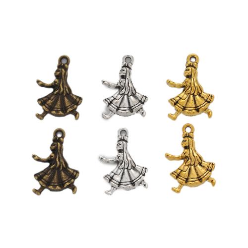 Tibetan Style Pendants, Girl, plated, DIY, more colors for choice, nickel, lead & cadmium free, 19x12x3mm, Approx 100PCs/Bag, Sold By Bag