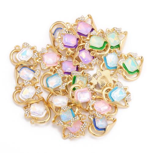 Tibetan Style Rhinestone Pendants, Heart, gold color plated, DIY & with rhinestone, more colors for choice, nickel, lead & cadmium free, 100PCs/Bag, Sold By Bag